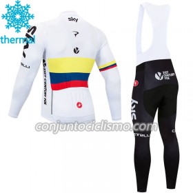 Conjunto Maillot + Culotte largo con tirantes Invierno Termico 2018 Team Sky N003